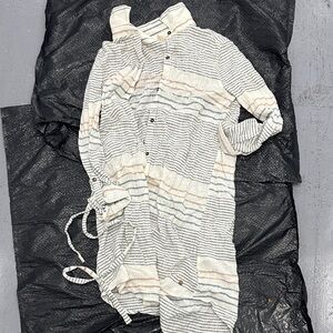 Roxy Striped Swim Coverup - Black, White, Tan